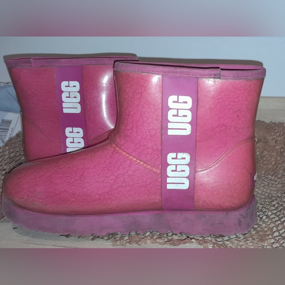 Ugg Uggs Ankle Boots Waterproof Winter Snow Rain Boot Pink Used Sz ? 9 10 11 12
